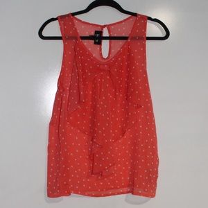 Orange & white polka dot tank top w/ bow (A15)